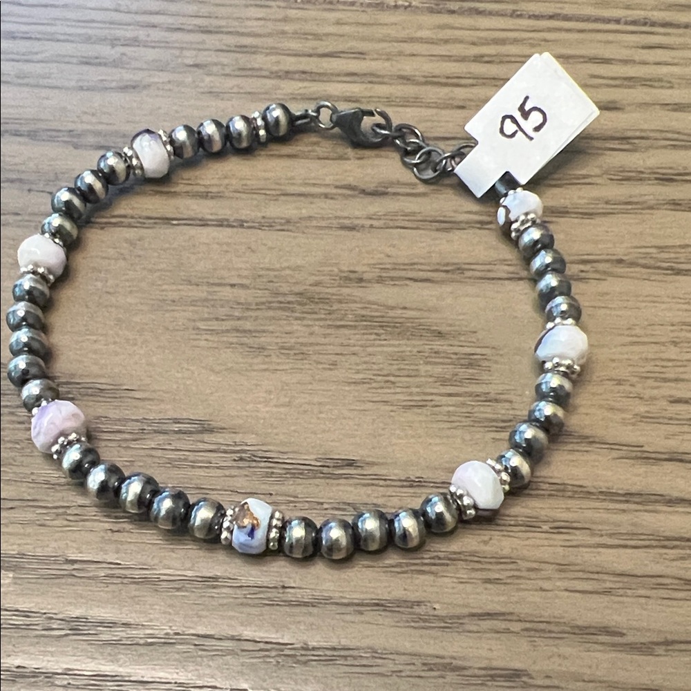 Desert Pearl Bracelet with Purple Dahlia